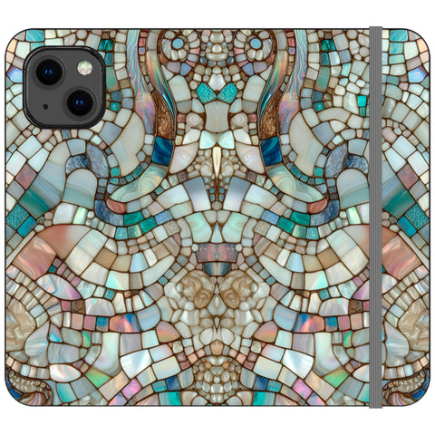 Mermaid Stained Glass Print Wallet Phone Case for iPhone 13