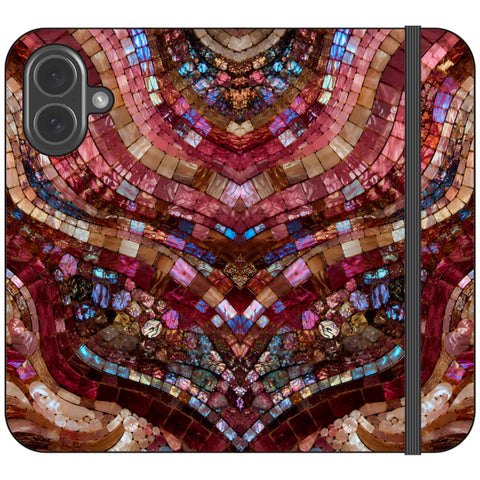 Red Garnet Stained Glass Print Wallet Phone Case for iPhone 17