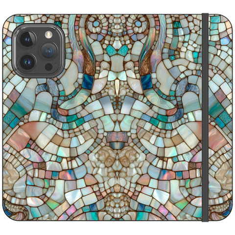 Mermaid Stained Glass Print Wallet Phone Case for iPhone 15 Pro Max