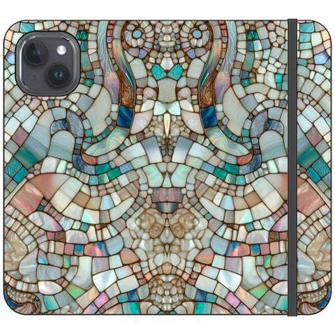 Mermaid Stained Glass Print Wallet Phone Case for iPhone 15 Plus
