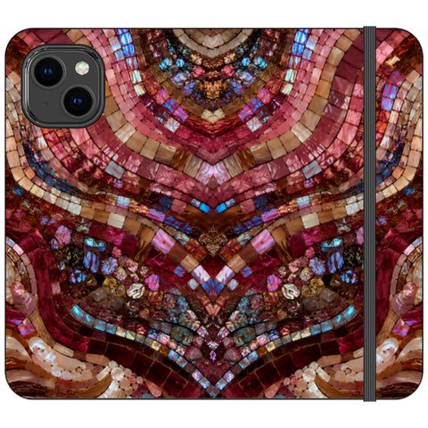 Red Garnet Stained Glass Print Wallet Phone Case for iPhone 14