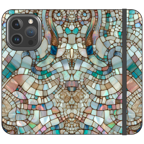 Mermaid Stained Glass Print Wallet Phone Case for iPhone 16 Pro