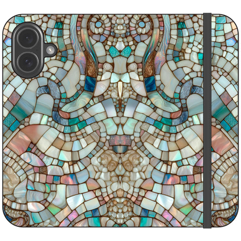 Mermaid Stained Glass Print Wallet Phone Case for iPhone 17