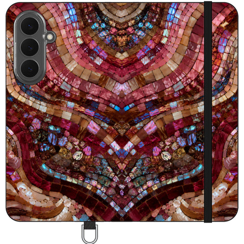 Red Garnet Stained Glass Print Wallet Phone Case for Galaxy S26 Plus