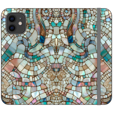 Mermaid Stained Glass Print Wallet Phone Case for iPhone 12