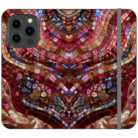 Red Garnet Stained Glass Print Wallet Phone Case for iPhone 13 Pro