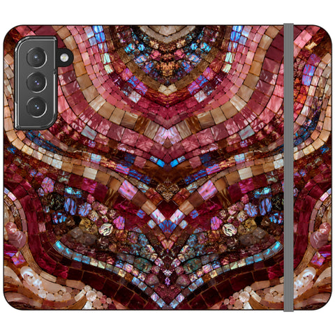 Red Garnet Stained Glass Print Wallet Phone Case for Galaxy S22