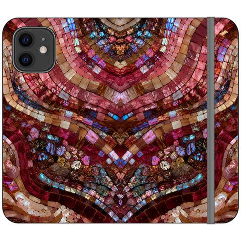 Red Garnet Stained Glass Print Wallet Phone Case for iPhone 12