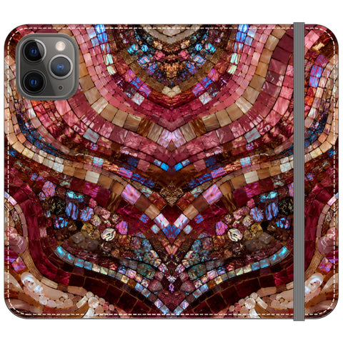 Red Garnet Stained Glass Print Wallet Phone Case for iPhone 11 Pro