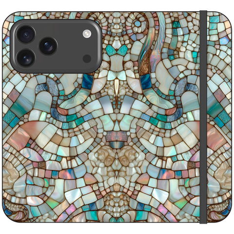 Mermaid Stained Glass Print Wallet Phone Case for iPhone 17 Pro Max