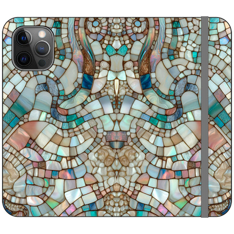 Mermaid Stained Glass Print Wallet Phone Case for iPhone 12 Pro