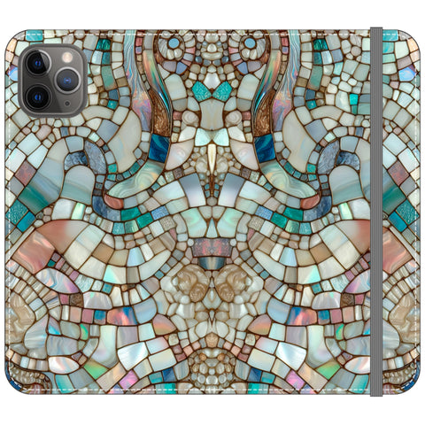 Mermaid Stained Glass Print Wallet Phone Case for iPhone 11 Pro Max