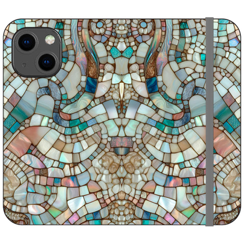 Mermaid Stained Glass Print Wallet Phone Case for iPhone 13 Mini