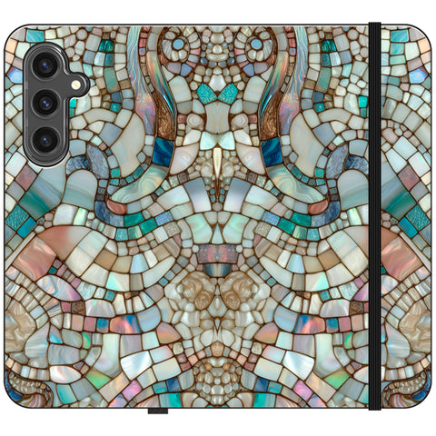Mermaid Stained Glass Print Wallet Phone Case for Galaxy S24 Plus