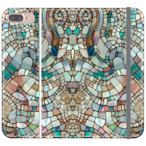 Mermaid Stained Glass Print Wallet Phone Case for iPhone 7 Plus/8 Plus