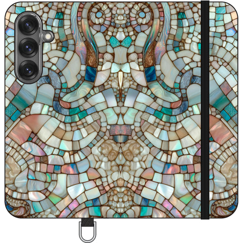 Mermaid Stained Glass Print Wallet Phone Case for Galaxy S25