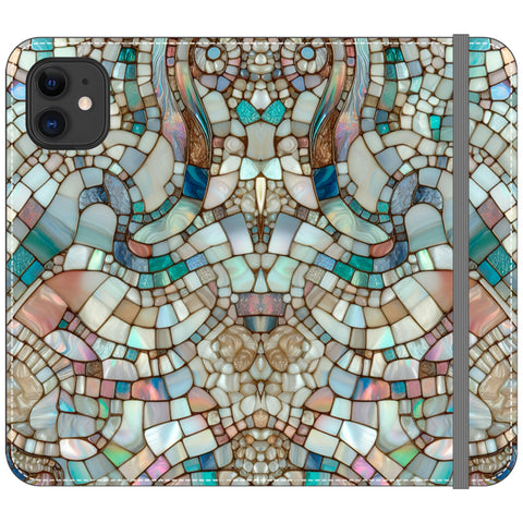 Mermaid Stained Glass Print Wallet Phone Case for iPhone 11