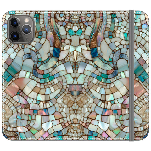 Mermaid Stained Glass Print Wallet Phone Case for iPhone 11 Pro