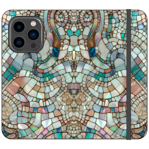 Mermaid Stained Glass Print Wallet Phone Case for iPhone 14 Pro