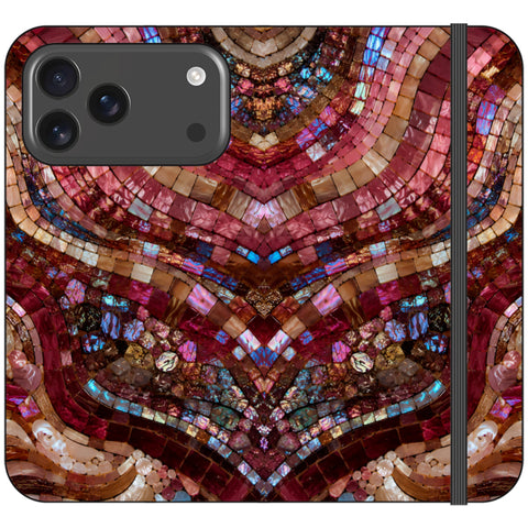 Red Garnet Stained Glass Print Wallet Phone Case for iPhone 17 Pro Max