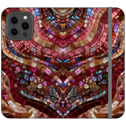 Red Garnet Stained Glass Print Wallet Phone Case for iPhone 13 Pro Max