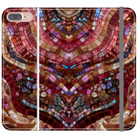 Red Garnet Stained Glass Print Wallet Phone Case for iPhone 7 Plus/8 Plus