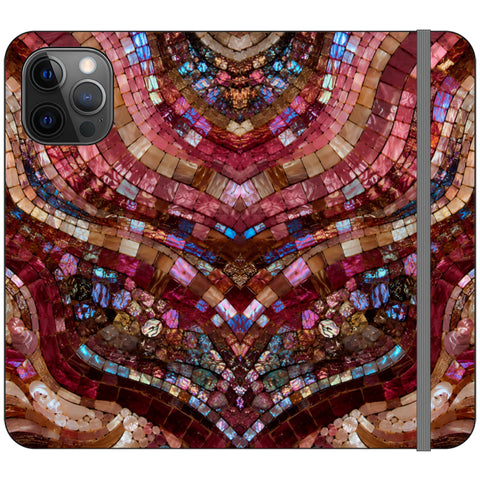 Red Garnet Stained Glass Print Wallet Phone Case for iPhone 12 Pro Max