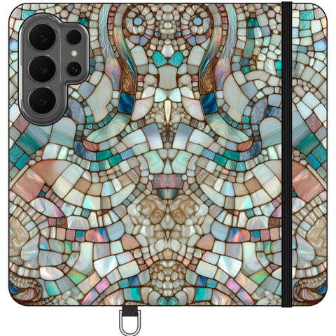 Mermaid Stained Glass Print Wallet Phone Case for Galaxy S26 Ultra