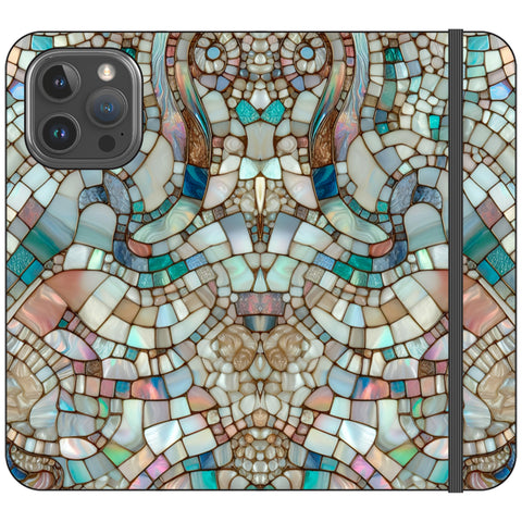 Mermaid Stained Glass Print Wallet Phone Case for iPhone 16 Pro Max