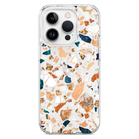 Terrazzo Phone Case For iPhone 17 16 15 14 13 7 8 SE Galaxy S26 S25 shown on iPhone 14 Pro