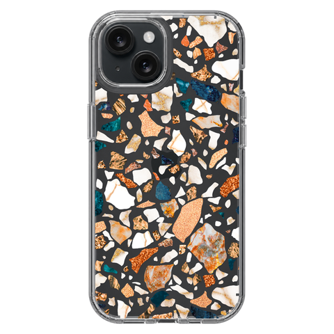 Terrazzo Phone Case For iPhone 17 16 15 14 13 7 8 SE Galaxy S26 S25 shown on iPhone 15