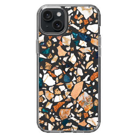 Terrazzo Phone Case For iPhone 17 16 15 14 13 7 8 SE Galaxy S26 S25 shown on iPhone 15 Plus