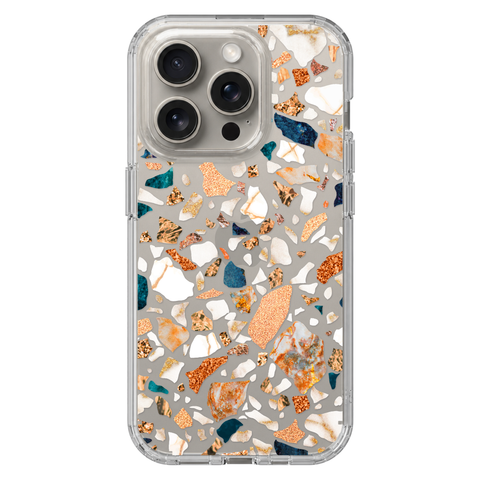 Terrazzo Phone Case For iPhone 17 16 15 14 13 7 8 SE Galaxy S26 S25 shown on iPhone 15 Pro