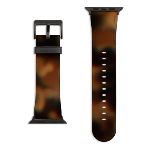 Tortoise Shell Apple Watch Band with Matte Black hardware
