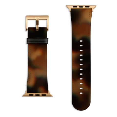 Tortoise Shell Apple Watch Band with Matte Gold hardware