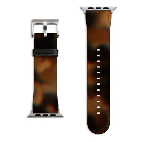 Tortoise Shell Apple Watch Band with Matte Silver hardware
