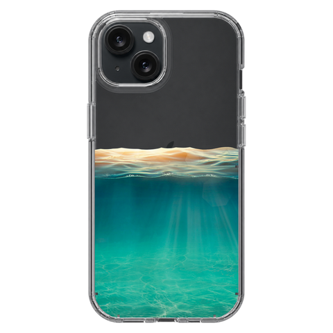 Under Water Illusion Clear Phone Case shown on iPhone 15