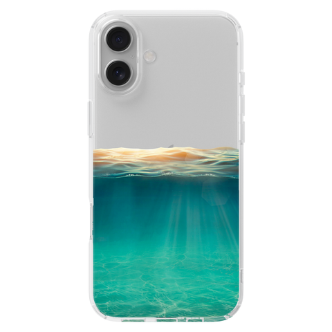 Under Water Illusion Clear Phone Case shown on iPhone 16 Plus