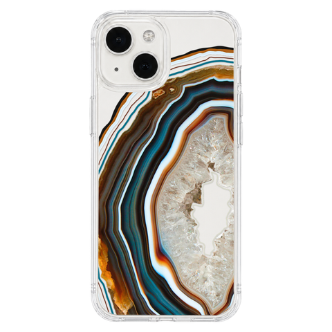 Warm Geode Clear Phone Case shown on iPhone 13 Mini