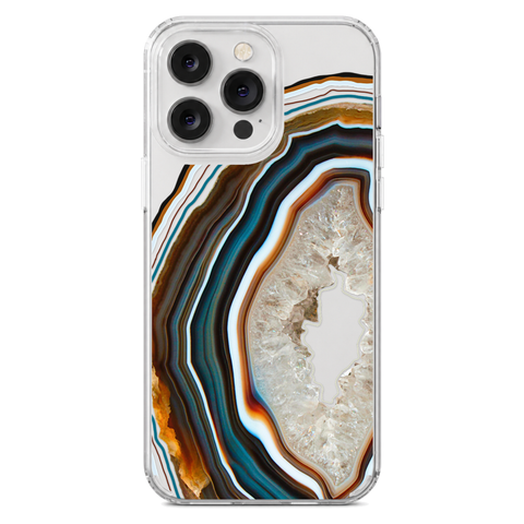 Warm Geode Clear Phone Case shown on iPhone 14 Pro Max
