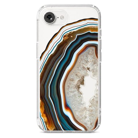 Warm Geode Clear Phone Case shown on iPhone 16e