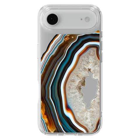Warm Geode Clear Phone Case shown on iPhone 17 Air