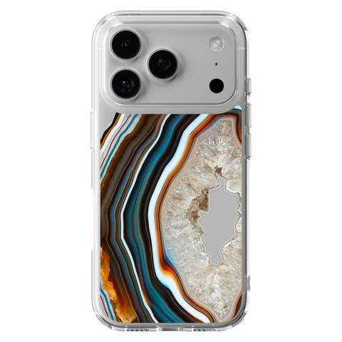 Warm Geode Clear Phone Case shown on iPhone 17 Pro