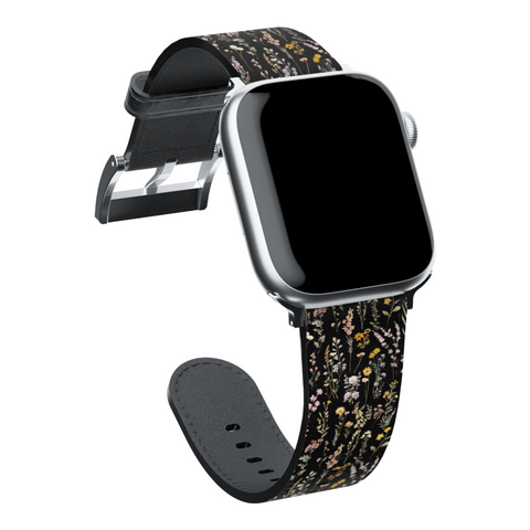 Black Watercolor Botanical Flowers Apple Watch Band for Apple Watch - The Urban Flair (Feat)