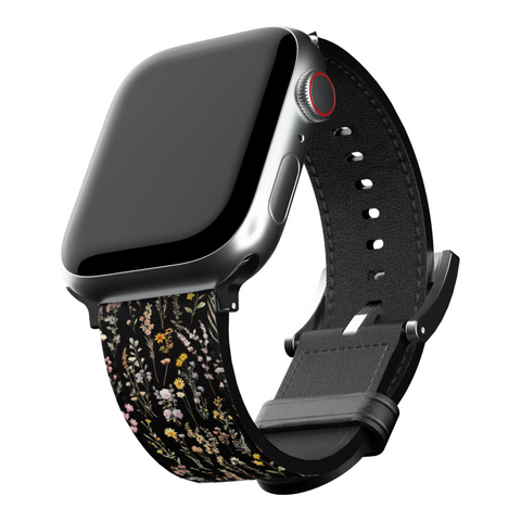 Black Watercolor Botanical Flowers Apple Watch Band for Apple Watch - The Urban Flair (Feat)