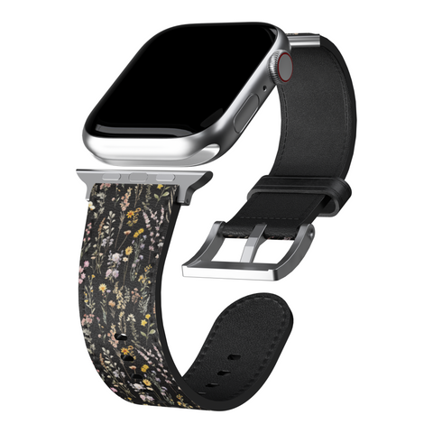 Black Watercolor Botanical Flowers Apple Watch Band for Apple Watch - The Urban Flair (Feat)