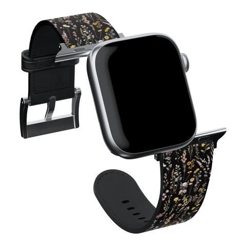 Black Watercolor Botanical Flowers Apple Watch Band for Apple Watch - The Urban Flair (Feat)