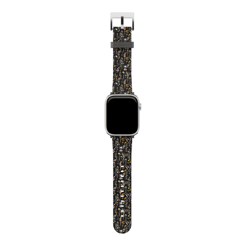 Black Watercolor Botanical Flowers Apple Watch Band for Apple Watch - The Urban Flair (Feat)