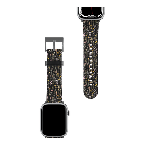 Black Watercolor Botanical Flowers Apple Watch Band for Apple Watch - The Urban Flair (Feat)