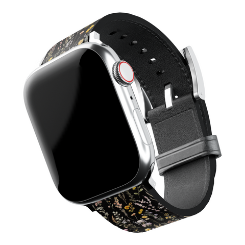 Black Watercolor Botanical Flowers Apple Watch Band for Apple Watch - The Urban Flair (Feat)